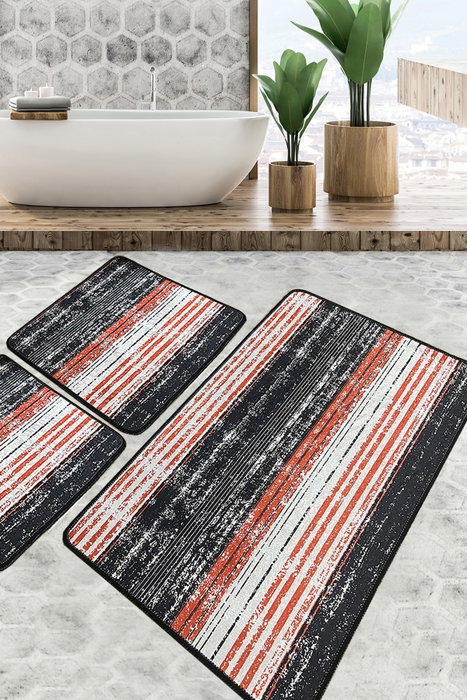 Mijölnir Juego de alfombrillas de baño Flang Multicolor de 3 piezas Mijölnir Juego de alfombrillas de baño Flang Multicolor de 3 piezas